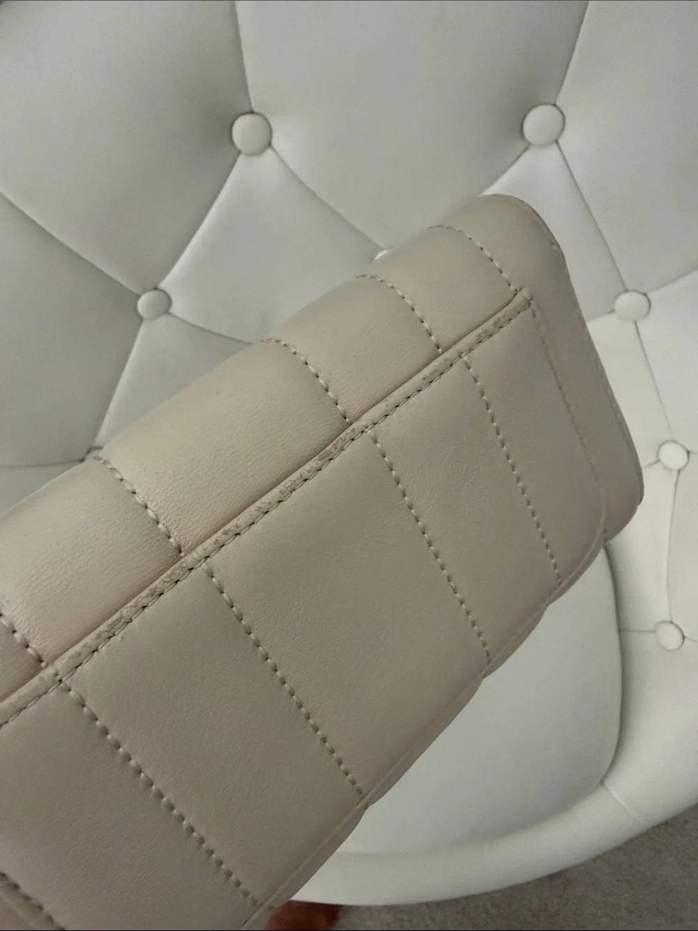 Tory Burch Kira Quilted Envelope Leather  Wallet with turn lock close in Cream